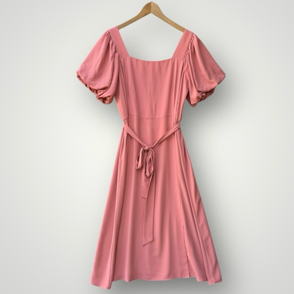 Gibson Latimer Dusty Rose Puff Sleeve Midi Dress